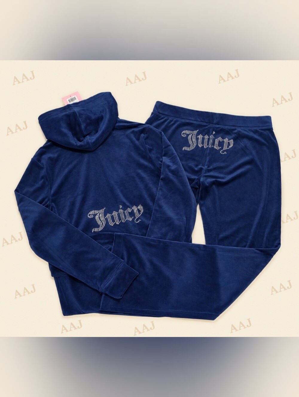 Juicy Couture Atlantis Blue Velour Zip Hoodie & Pants Set - XL